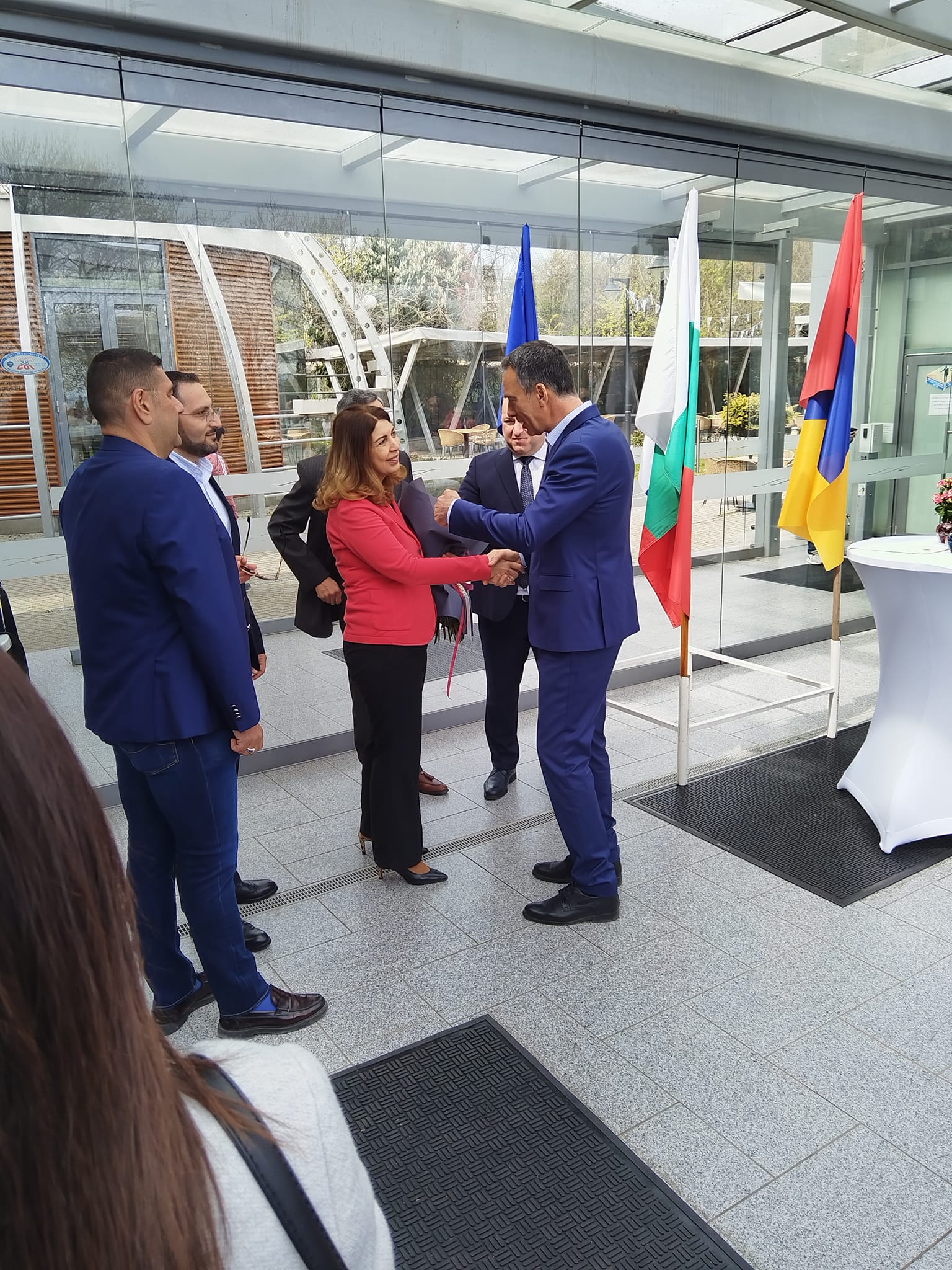Diplomatic reception with Armenian and Bulgarian flags